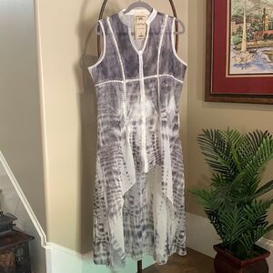 Hi Lo Tie Dye Sheer Eyelet Cardigan Top